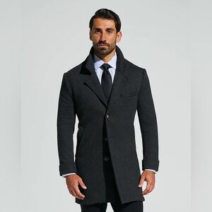 State & Liberty 3 button overcoat - charcoal